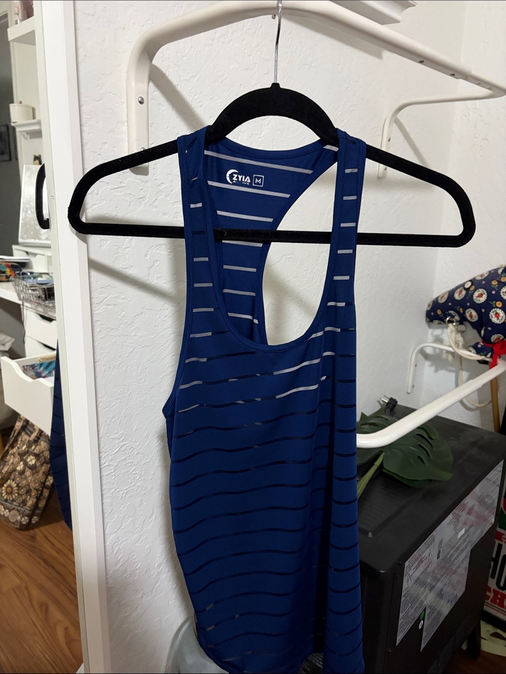 ZYIA Navy Striped Racerback Tank